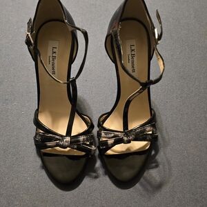LK Bennett Black Strappy Heels with Bow